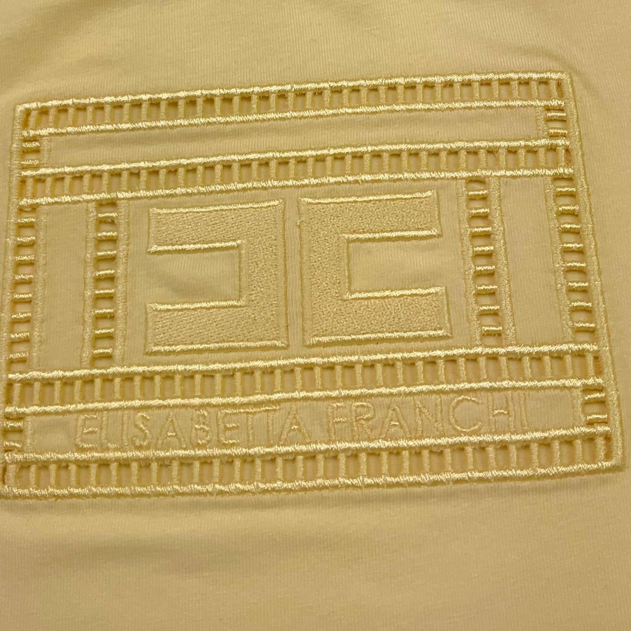 Elisabetta Franchi T-Shirt Girocollo Tinta Unita con Stampa Traforata per Bambina EGTS096 GIALLO ELISABETTA FRANCHI 