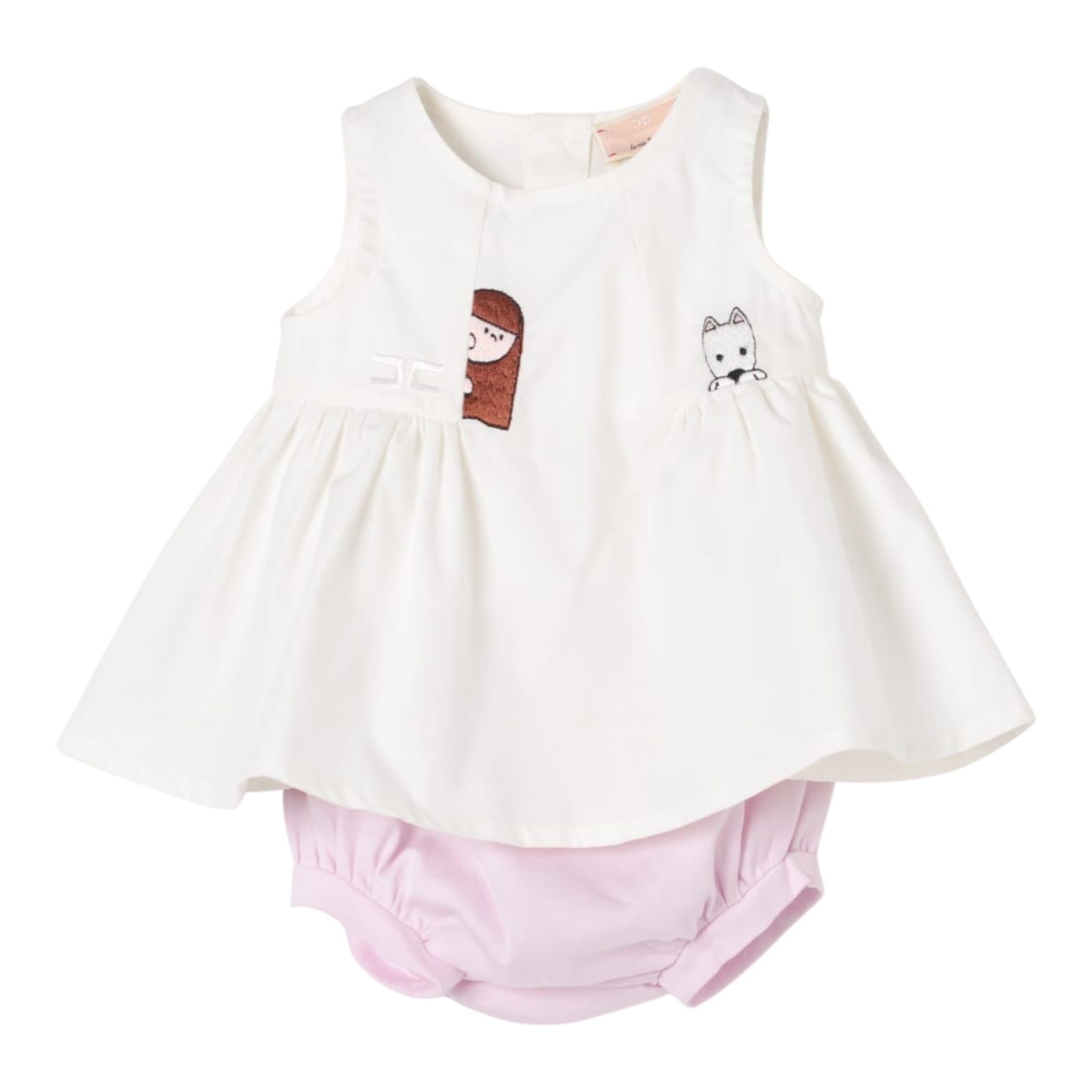 Elisabetta Franchi Completo 2 Pezzi Camicia-Coulotte Bicolore per Neonata ENCD098 BIANCO/ROSA ELISABETTA FRANCHI 