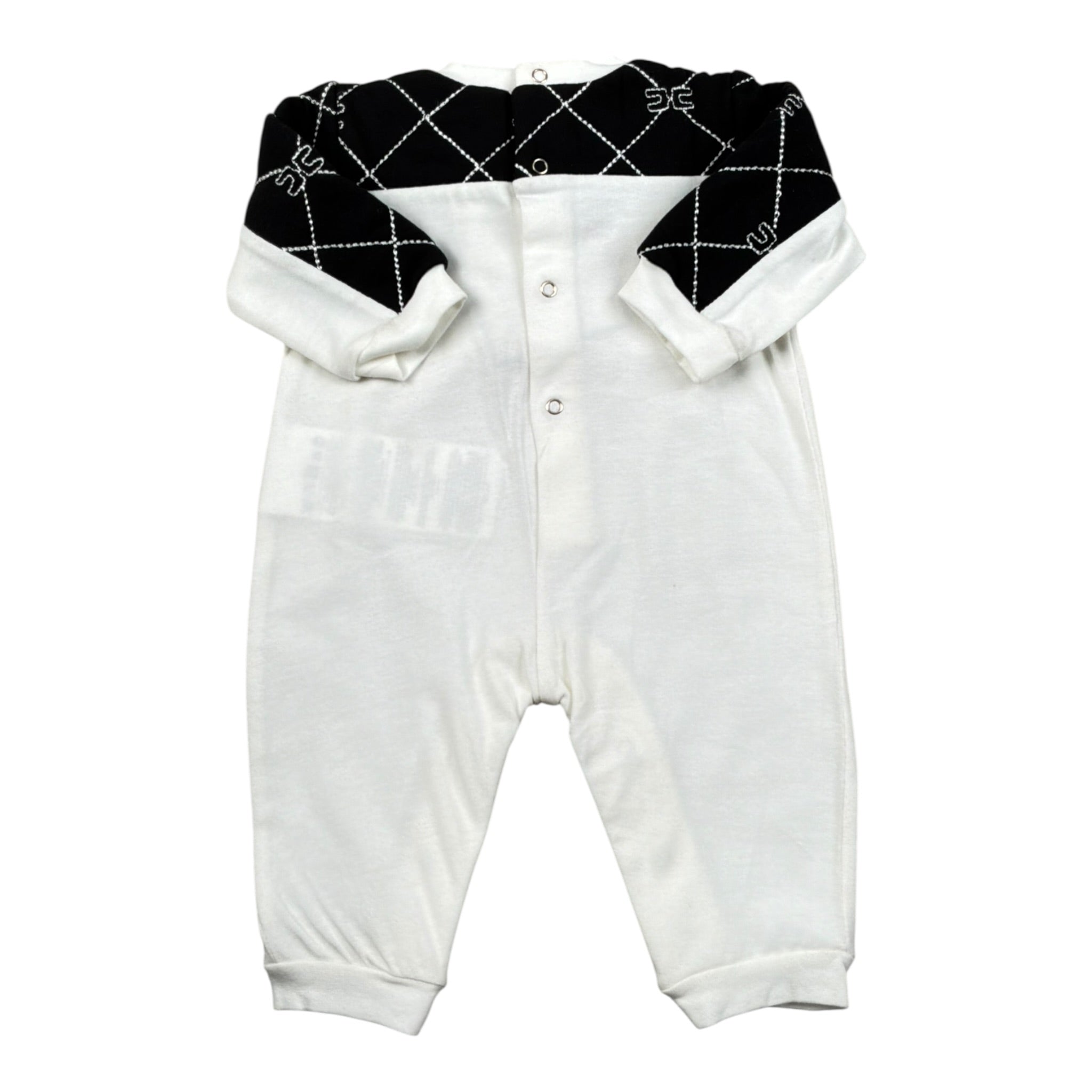 Elisabetta Franchi Tutina Bicolore con Taschini per Neonata ENTU097 BIANCO/NERO ELISABETTA FRANCHI 