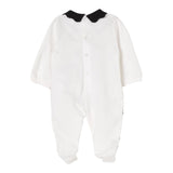 Elisabetta Franchi Tutina Manica Lunga Tinta Unita con Colletto In Contrasto per Neonata ENTU129 BIANCO ELISABETTA FRANCHI 
