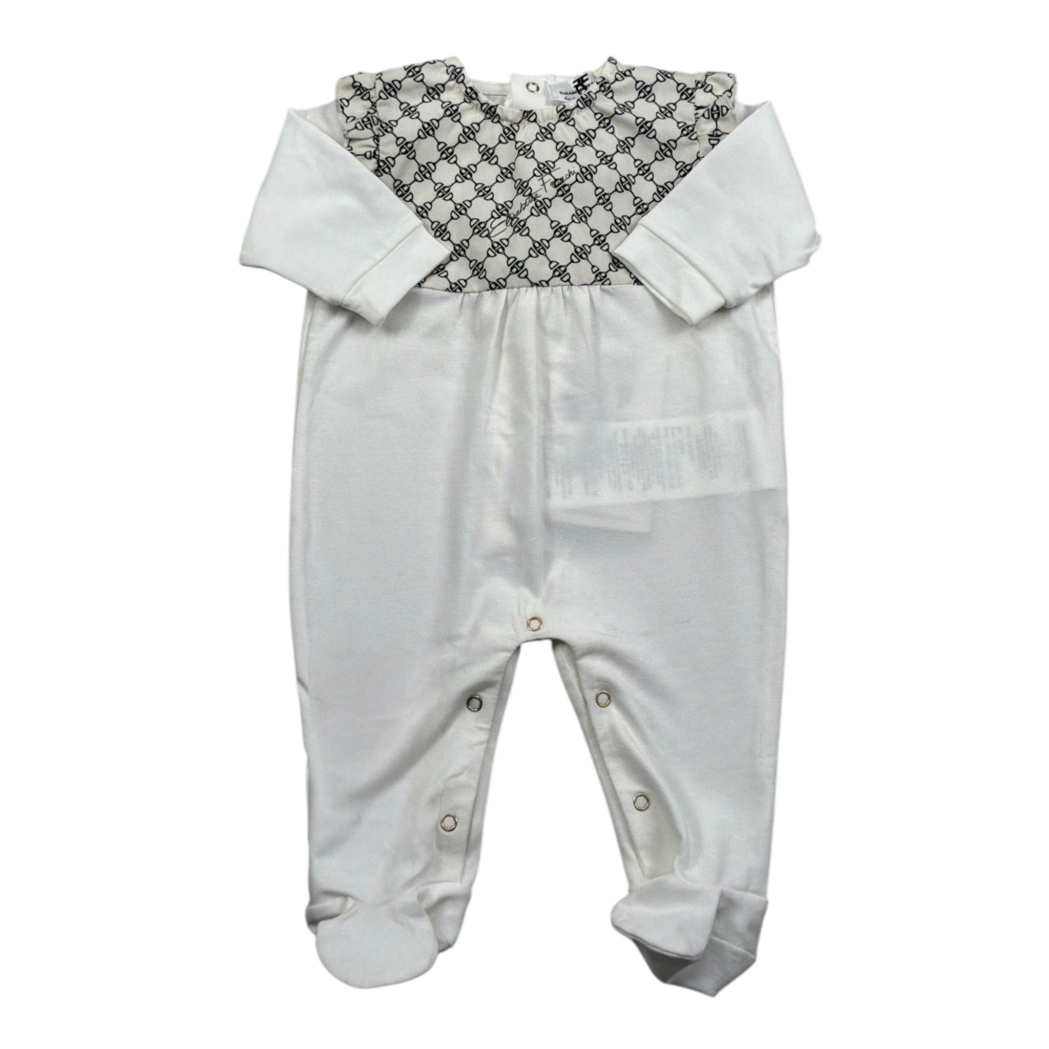 Elisabetta Franchi Tutina Manica Lunga Tinta Unita con Stampe per Neonata ENTU51 BIANCO ELISABETTA FRANCHI 