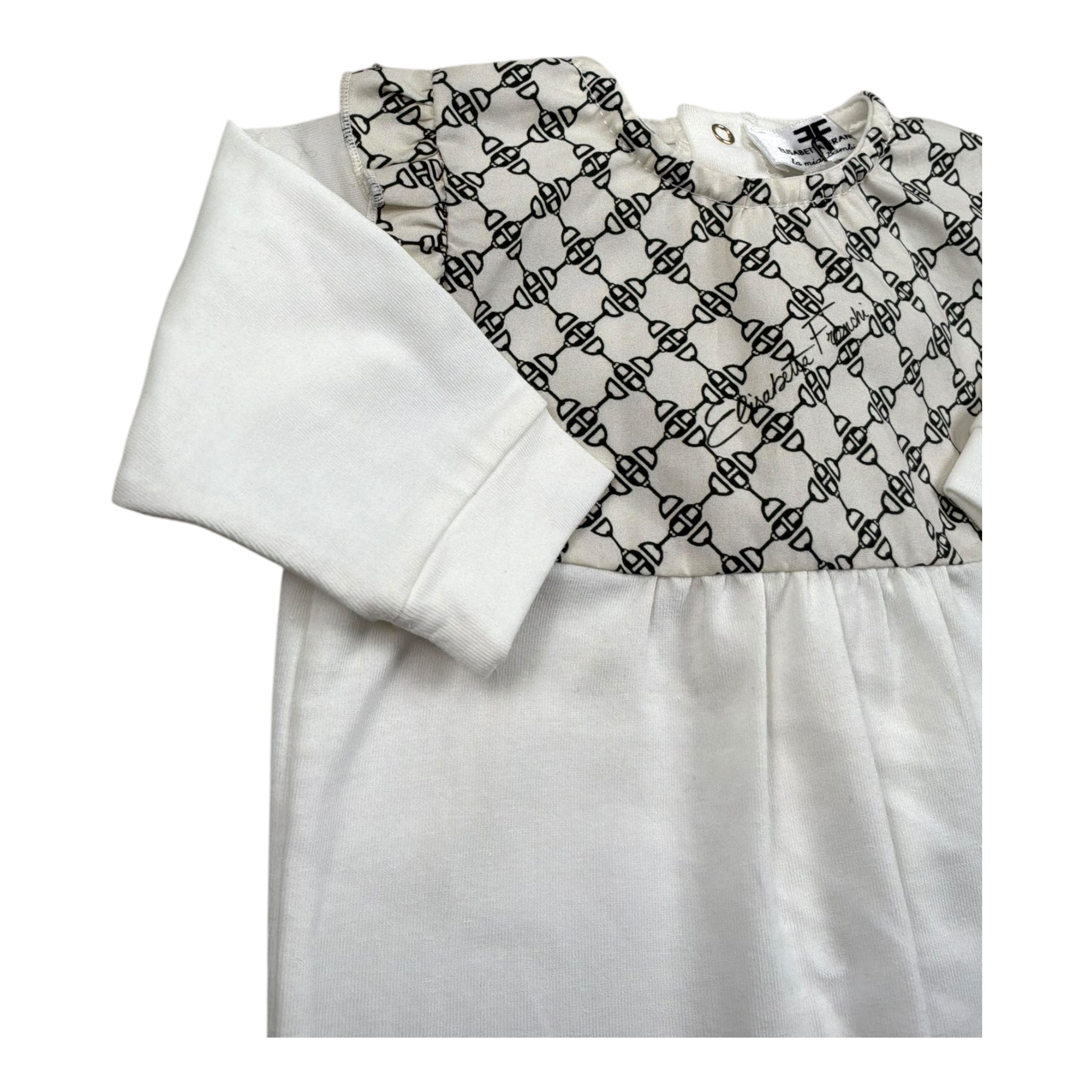 Elisabetta Franchi Tutina Manica Lunga Tinta Unita con Stampe per Neonata ENTU51 BIANCO ELISABETTA FRANCHI 