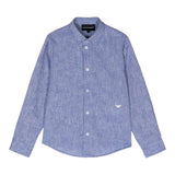 Emporio Armani Camicia Tinta Unita con Manica Lunga E Microfantasia per Bambino 3D4CJDX AZZURRO EMPORIO ARMANI 