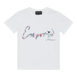 Emporio Armani T-Shirt Girocollo Tinta Unita con Logo per Bambina 3R3T7P BIANCO EMPORIO ARMANI 