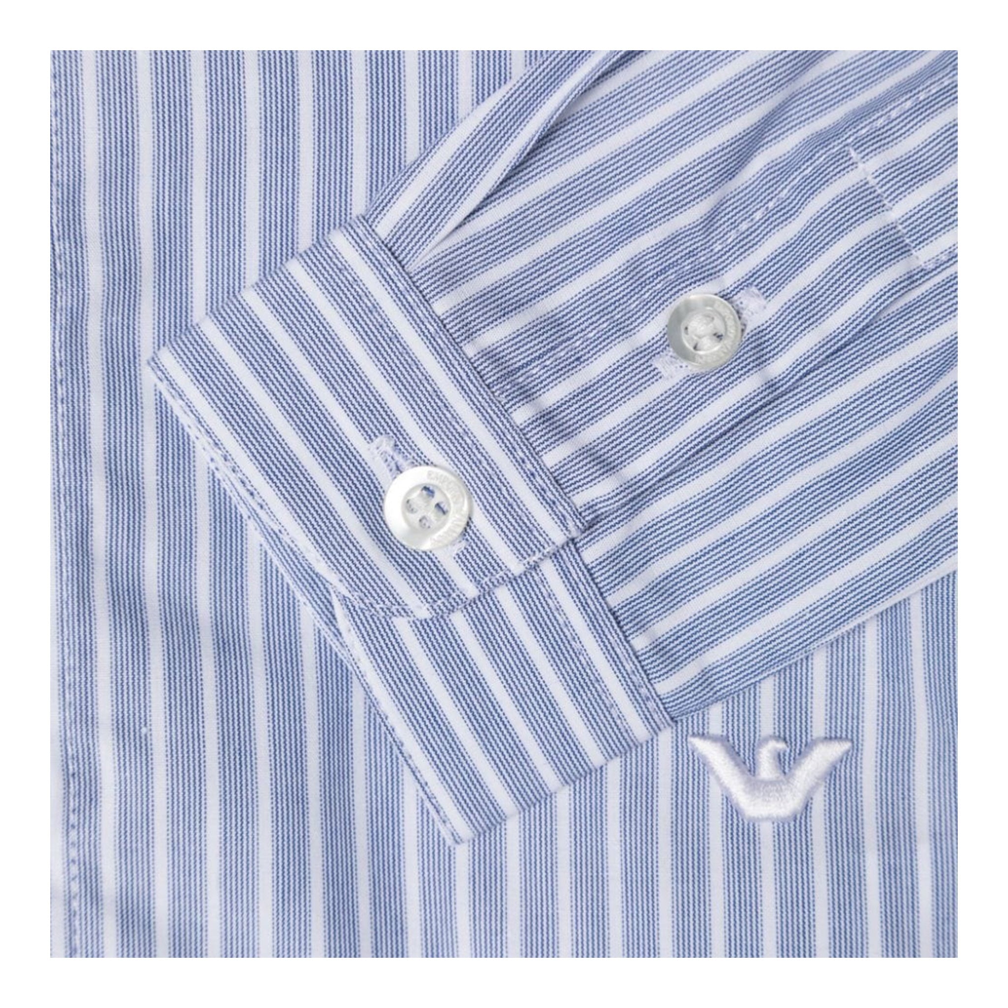Emporio Armani Camicia Tinta Unita con Manica Lunga Fantasia A Righe per Neonato 6DHCJD AZZURRO EMPORIO ARMANI 