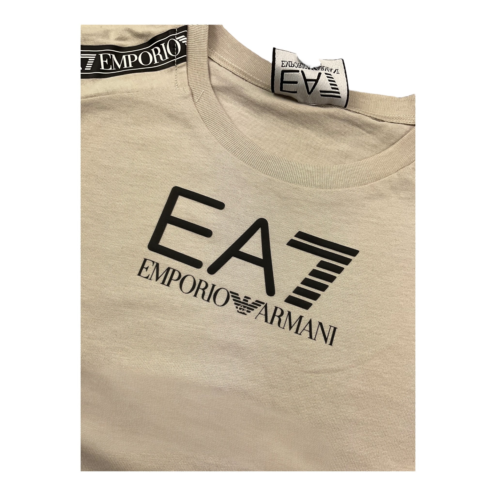 Emporio Armani T-Shirt Girocollo Tinta Unita con Logo per Bambino 6RBT57 BEIGE EMPORIO ARMANI 