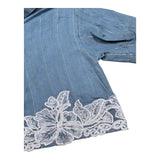 Ermanno Scervino Camicia Mezza Manica Tinta Unita con Ricami per Bambina SFCA039 AZZURRO ERMANNO SCERVINO 