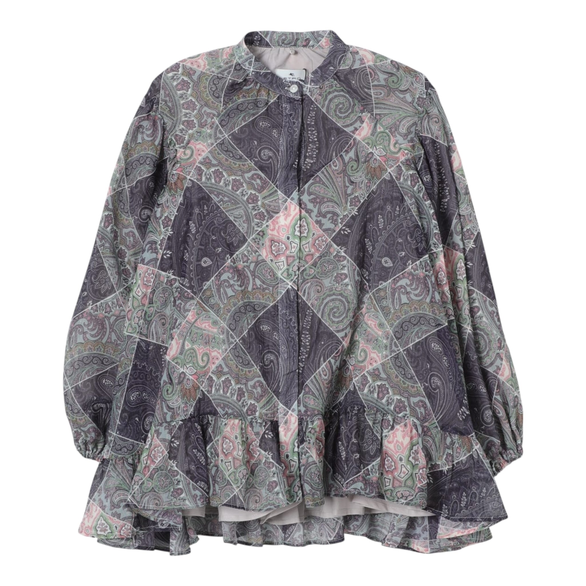 Etro Abito Manica Lunga Tinta Unita Stampa Fantasia per Bambina GW5A50 BLU ETRO 