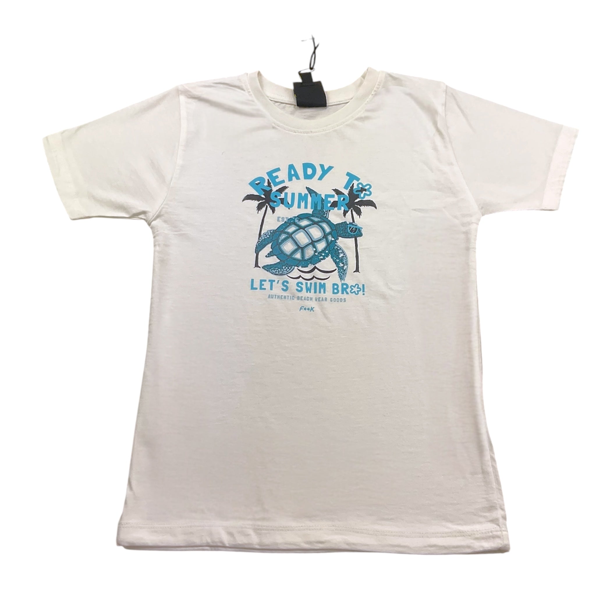 F**K T-Shirt Tinta Unita con Stampa per Bambino FJJD BIANCO F**K 