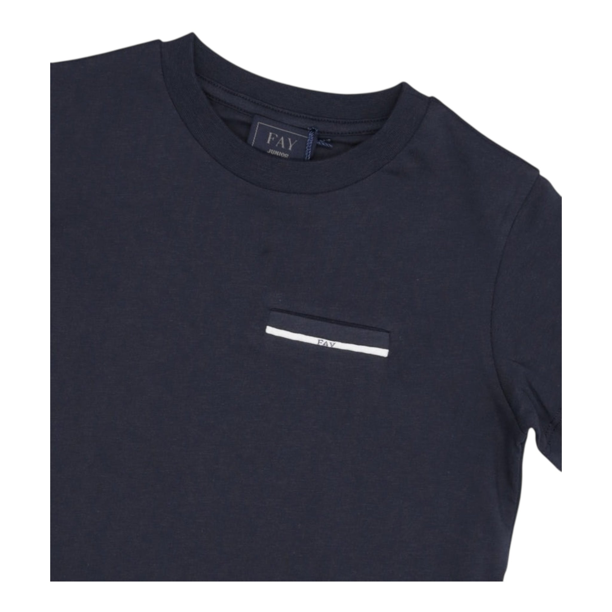Fay T-Shirt Girocollo Tinta Unita con Stampa per Bambino FU8P11 BLU FAY 