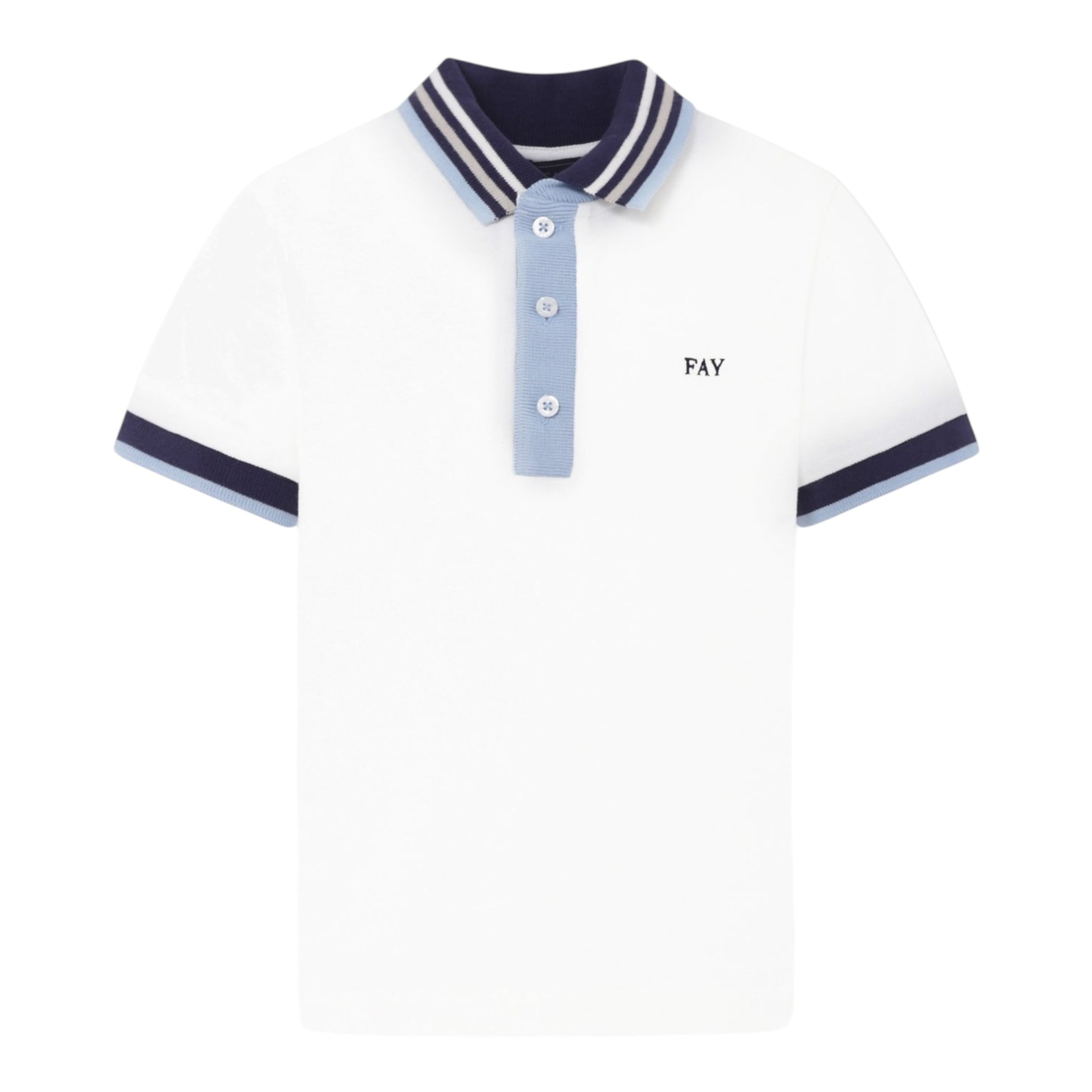 Fay Polo Tinta Unita con Stampa per Bambino FW8P61 BIANCO FAY 