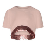 Fun & Fun Camicia Mezza Manica Tinta Unita Paillettes per Bambina FCJTRP01065 ROSA FUN & FUN 