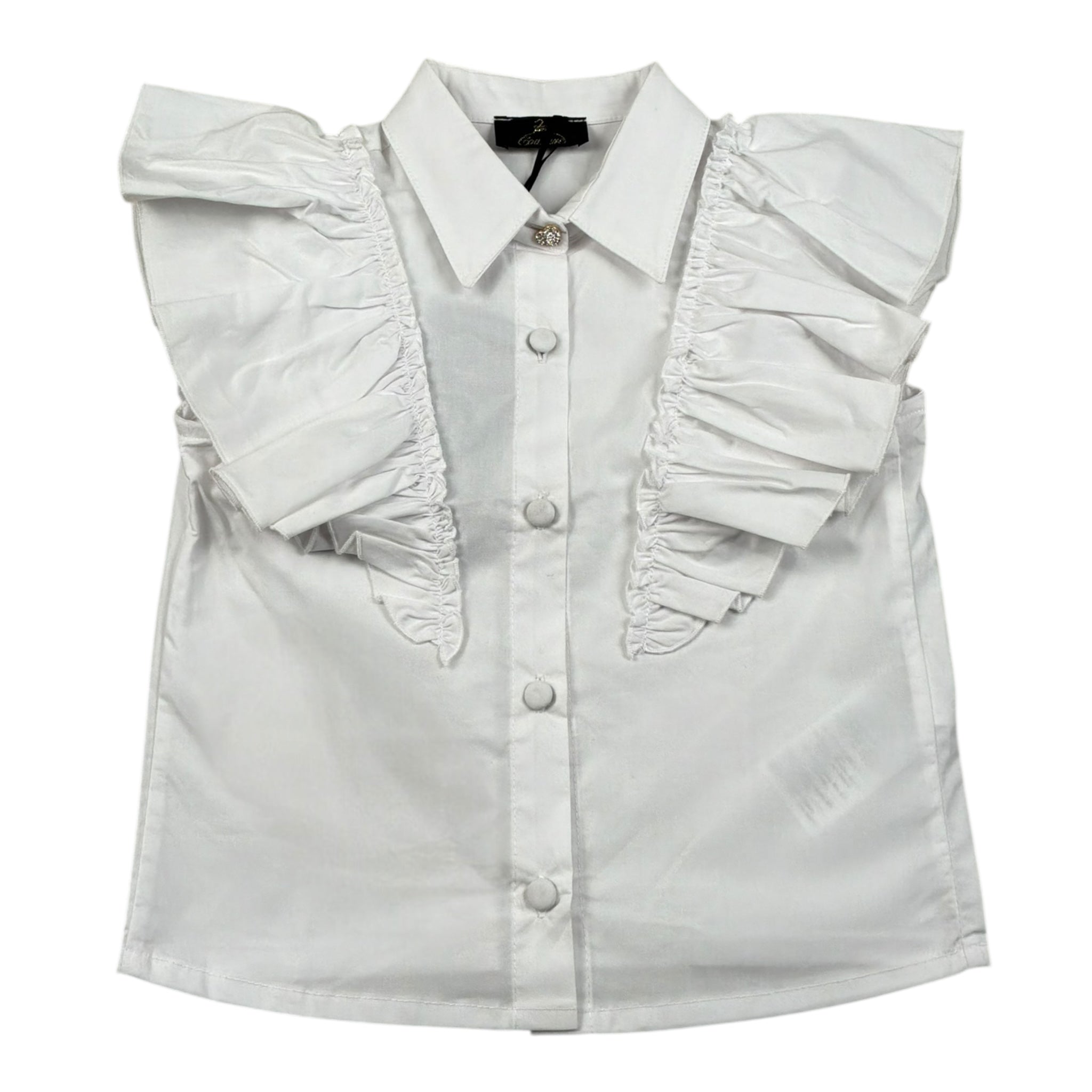 Fun & Fun Camicia Mezza Manica Tinta Unita per Bambina FNCBSH16402 BIANCO FUN & FUN 