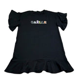 Gaelle Abito Mezza Manica Tinta Unita con Stampa per Bambina 2746V00339 NERO GAELLE 