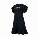 Gaelle Abito Mezza Manica Tinta Unita con Stampa per Bambina 2746V00339 NERO GAELLE 