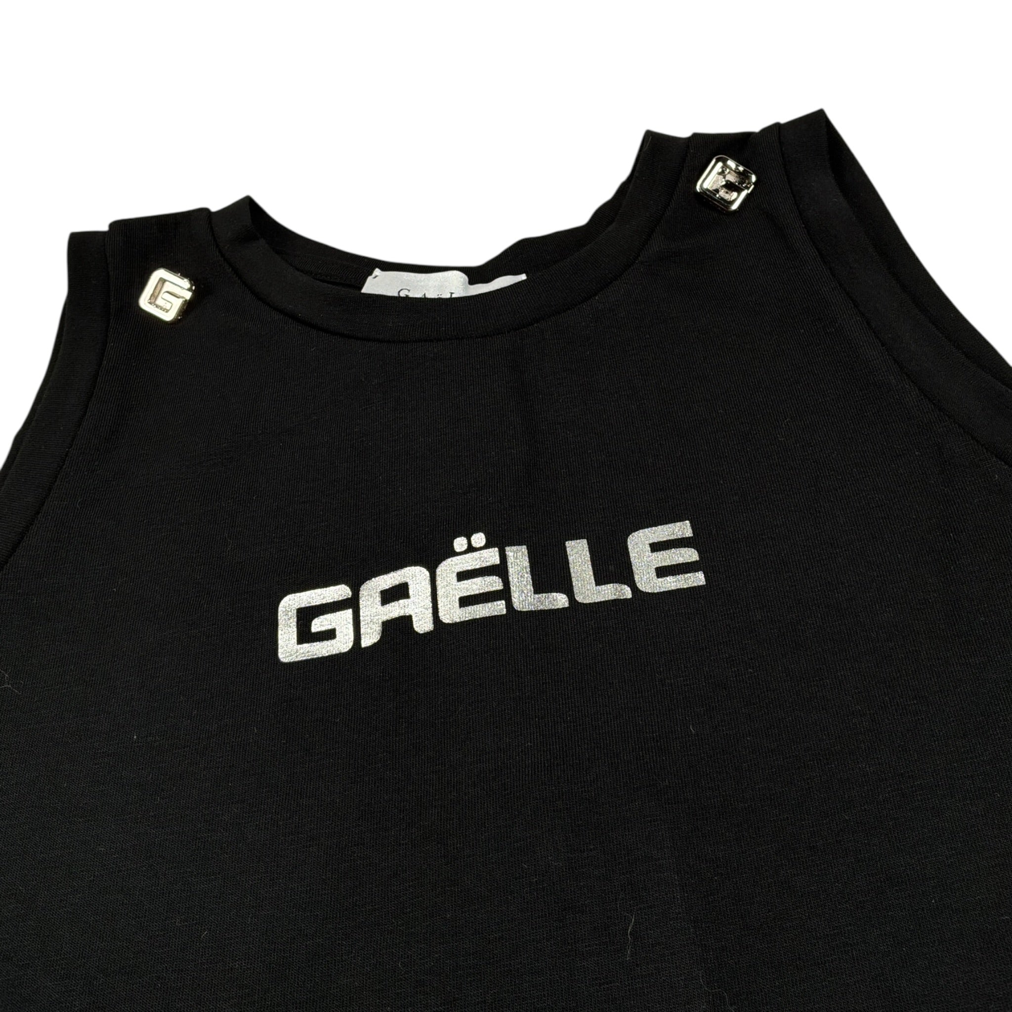Gaelle Abito tinta unita Giromanica con Stampa Nero per Bambina 2746V00533 NERO GAELLE 