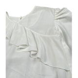 Gaialuna Camicia Tinta Unita con Balze per Bambina G2294 BIANCO GAIALUNA 