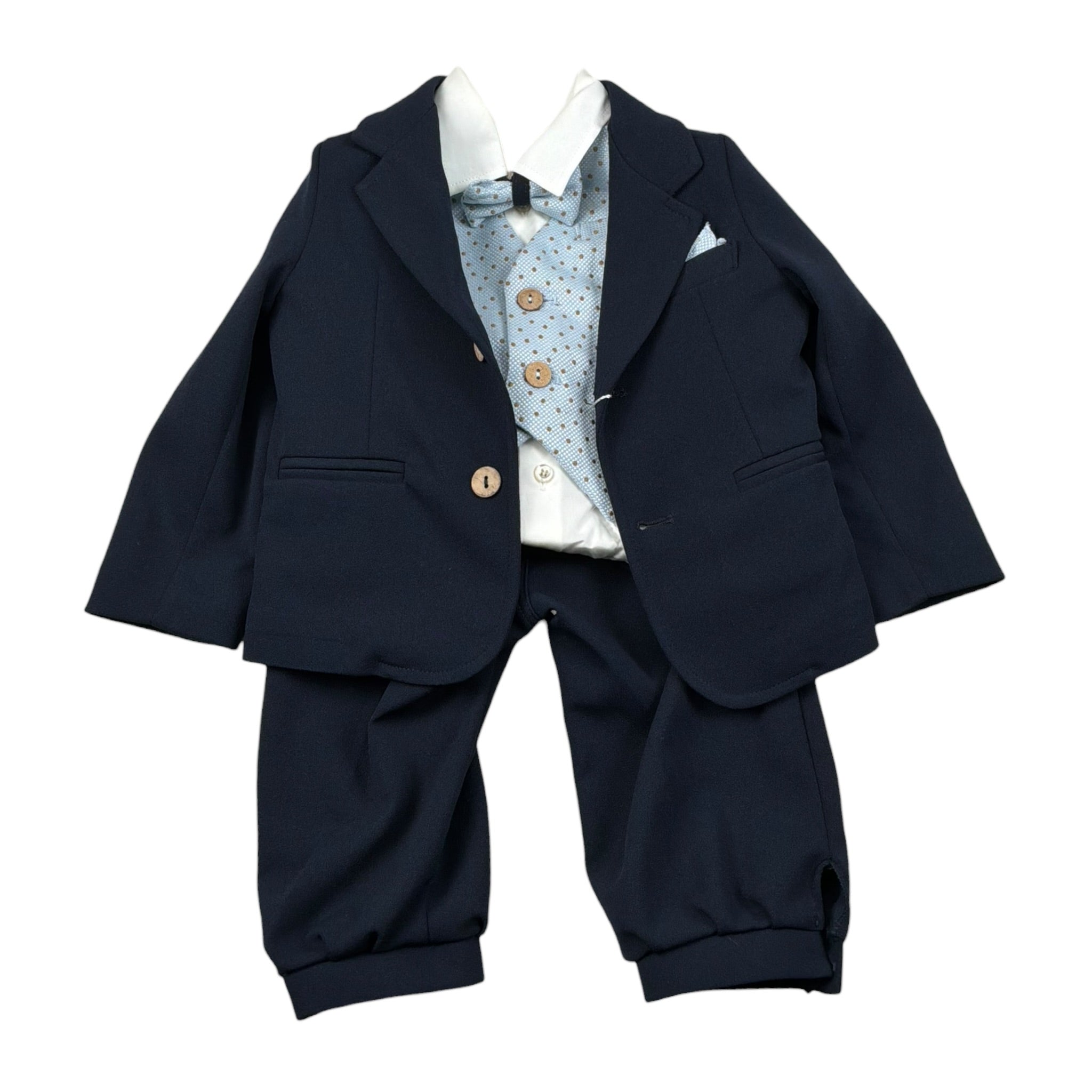 Gastone Completo 4 Pezzi Giacca-Camicia-Pantalone-Papillon-Papillon per Neonato G0140A BLU GASTONE 