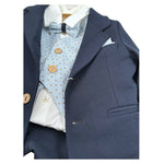 Gastone Completo 4 Pezzi Giacca-Camicia-Pantalone-Papillon-Papillon per Neonato G0140A BLU GASTONE 