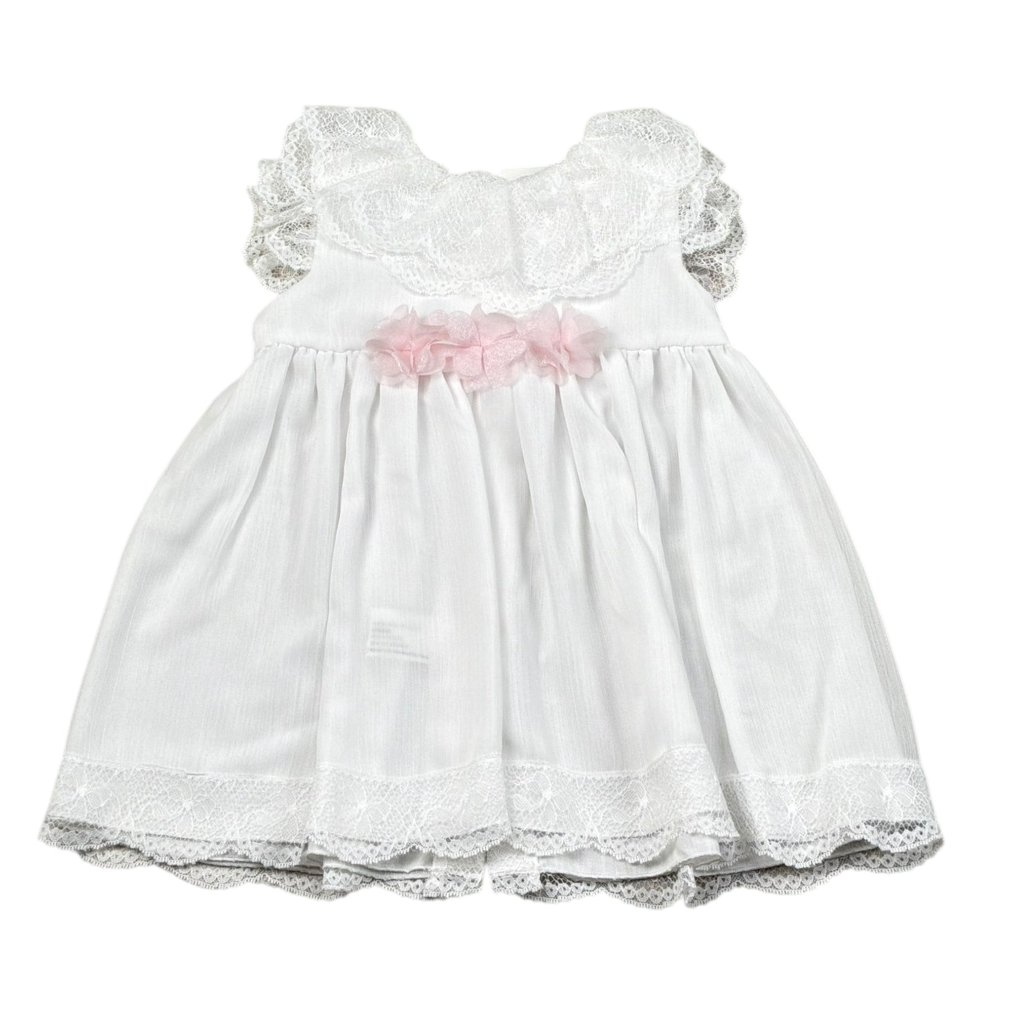 Granlei Abito Tinta Unita con Ricami per Neonata 125185 BIANCO GRANLEI 