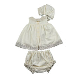 Granlei Completo 3 Pezzi Abito-Coulotte-Cappello per Neonata 125265 AVORIO GRANLEI 