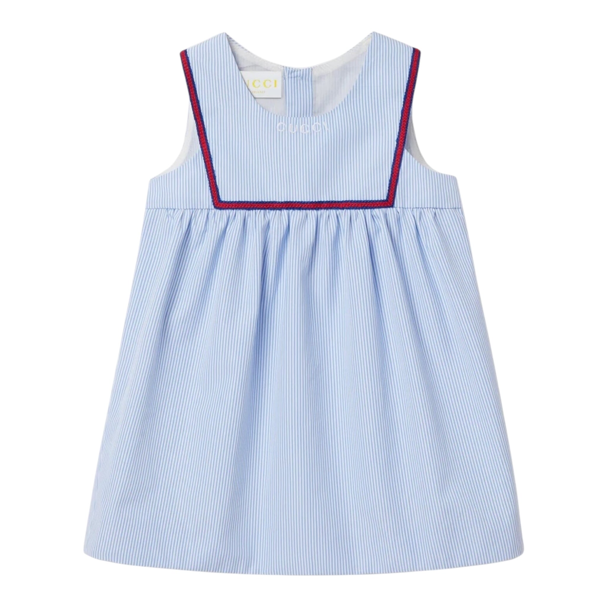 Gucci Abito Giromanica Fantasia A Righe per Neonata 813539 BIANCO/AZZURRO GUCCI 