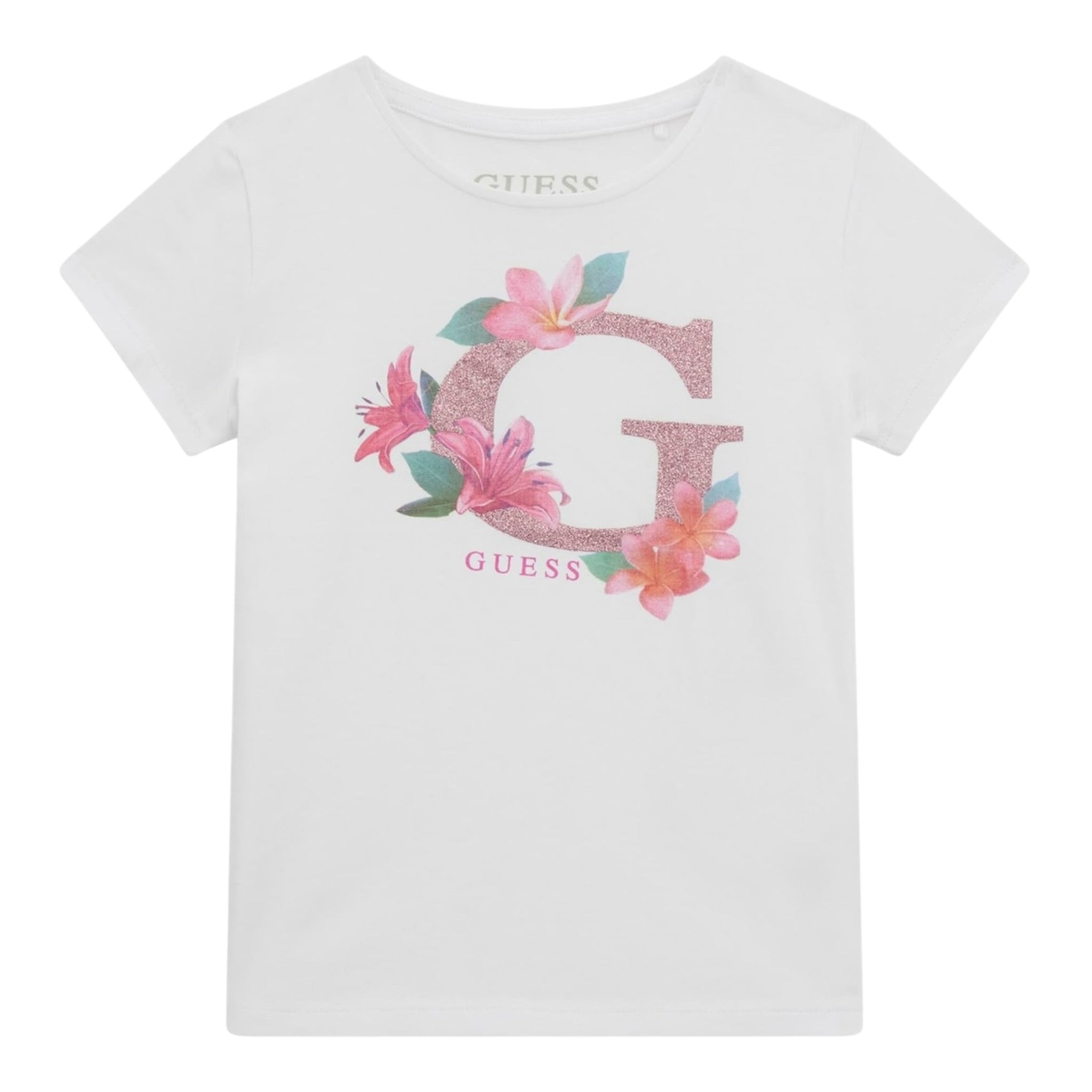 Guess T-Shirt Girocollo Tinta Unita con Stampa per Neonata A5GI02K6YW4XX BIANCO GUESS 