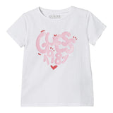 Guess T-Shirt Tinta Unita con Stampa per Bambina A5RI00K6YW4J BIANCO GUESS 