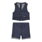 Guess Completo 2 Pezzi Gilet-Bermuda Tinta Unita per Neonato I4RG24KC3H0 BLU GUESS 