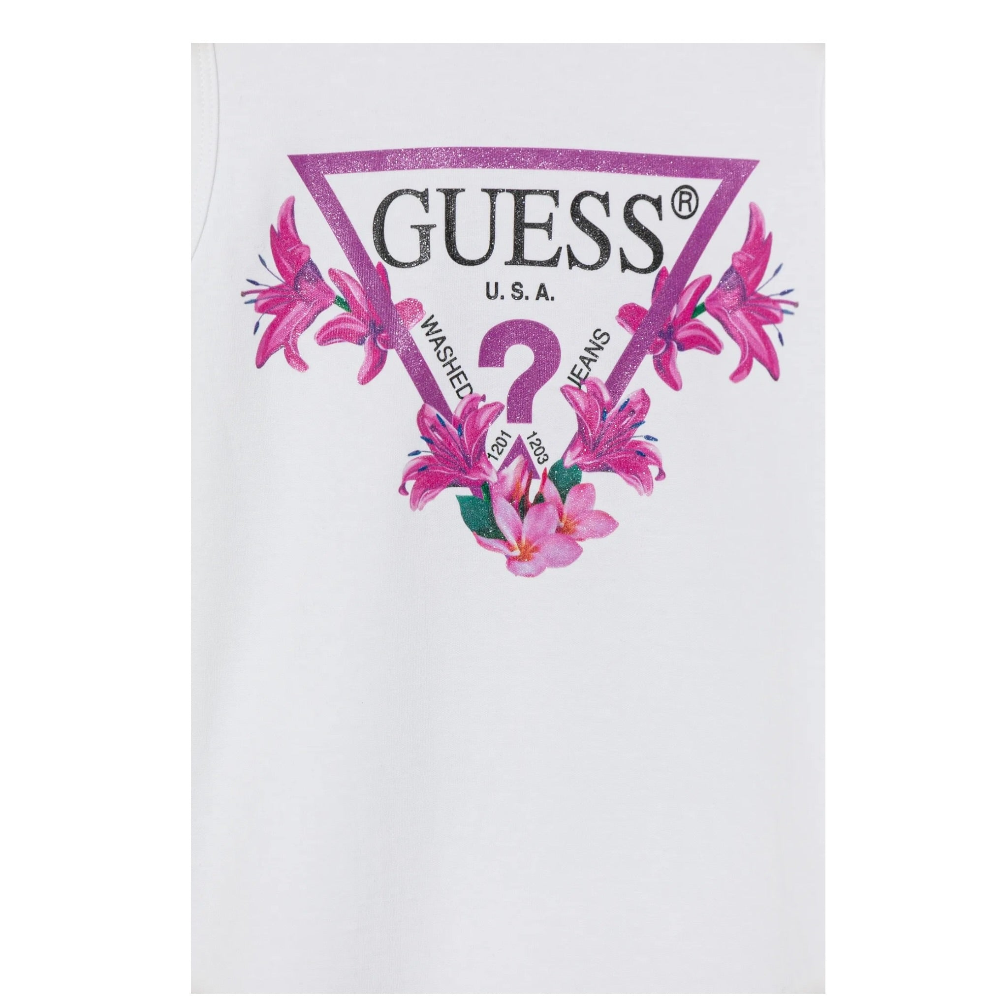 Guess Abito Mezza Manica Tinta Unita con Logo per Bambina J4RK38KA6W4 BIANCO GUESS 