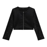 Guess Giubbino In Ecopelle Modello Crop con Zip per Bambina J4RL06WE8D0 NERO GUESS 
