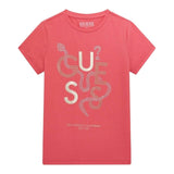 Guess T-Shirt Girocollo Tinta Unita con Stampa per Bambina J5RI15K6YW4 FUXIA GUESS 