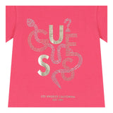 Guess T-Shirt Girocollo Tinta Unita con Stampa per Bambina J5RI15K6YW4 FUXIA GUESS 