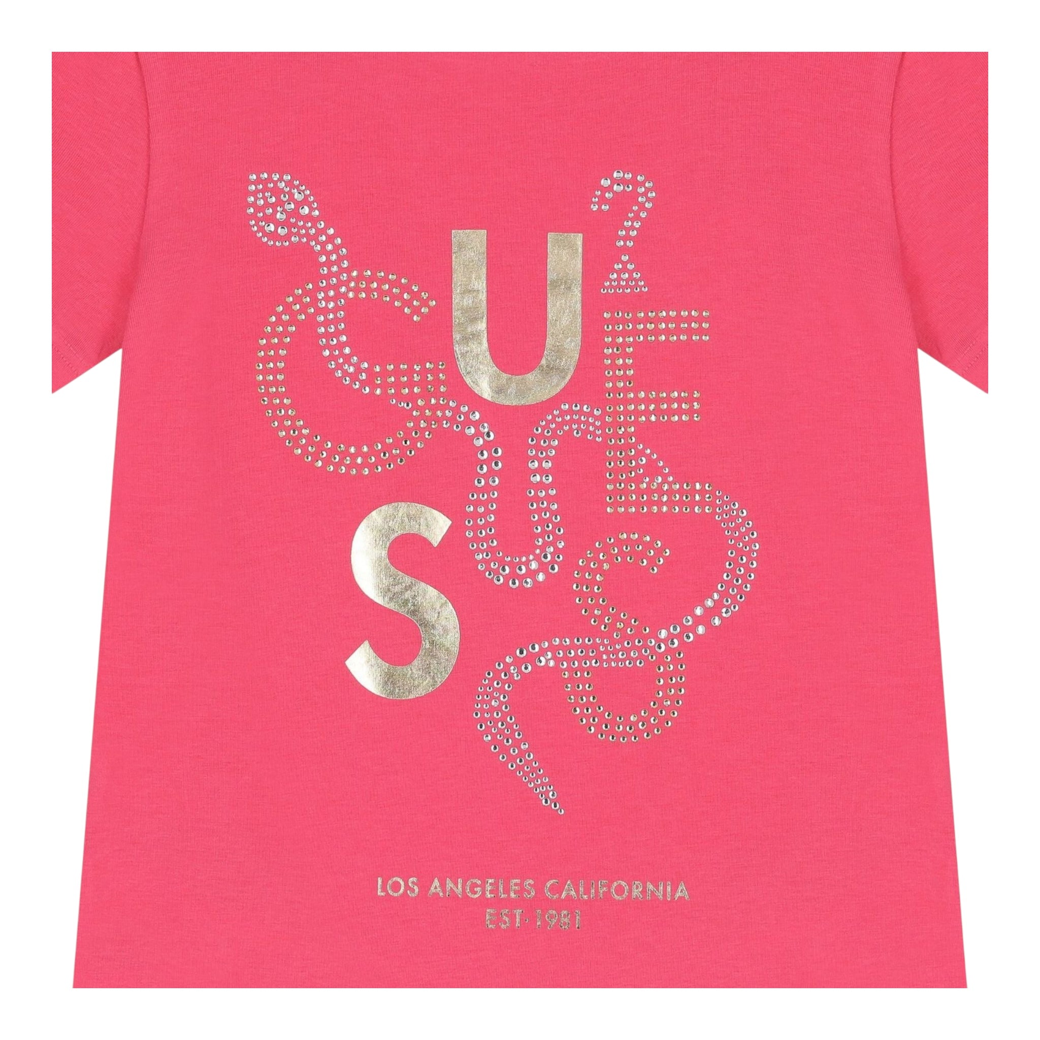 Guess T-Shirt Girocollo Tinta Unita con Stampa per Bambina J5RI15K6YW4 FUXIA GUESS 