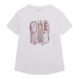 Guess T-Shirt Girocollo Tinta Unita con Paillettes per Bambina J5RI19KAPO0 BIANCO GUESS 