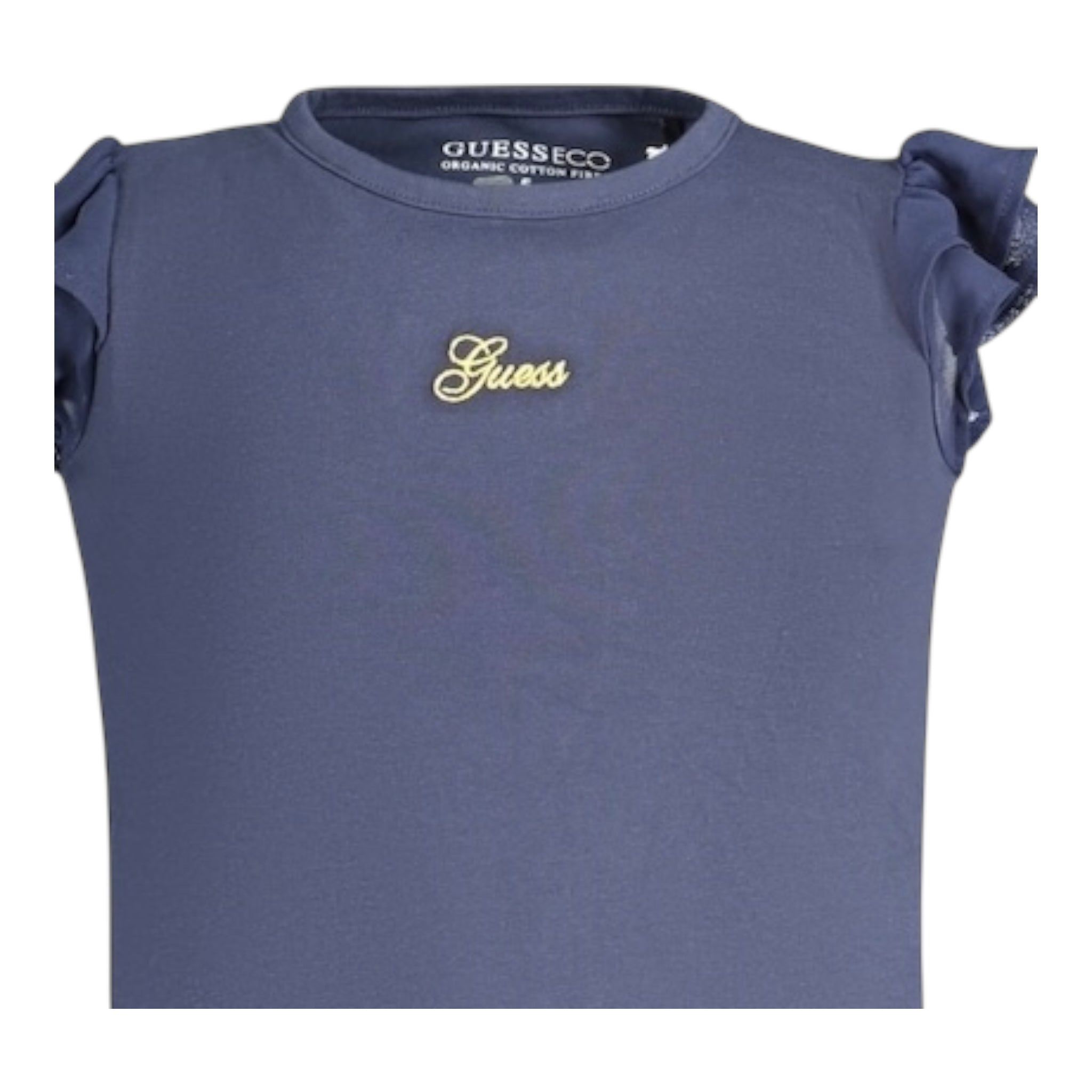 Guess Canotta Girocollo con Maniche In Tulle Tinta Unita con Stampa per Neonata K4GI20K6YW1 BLU GUESS 