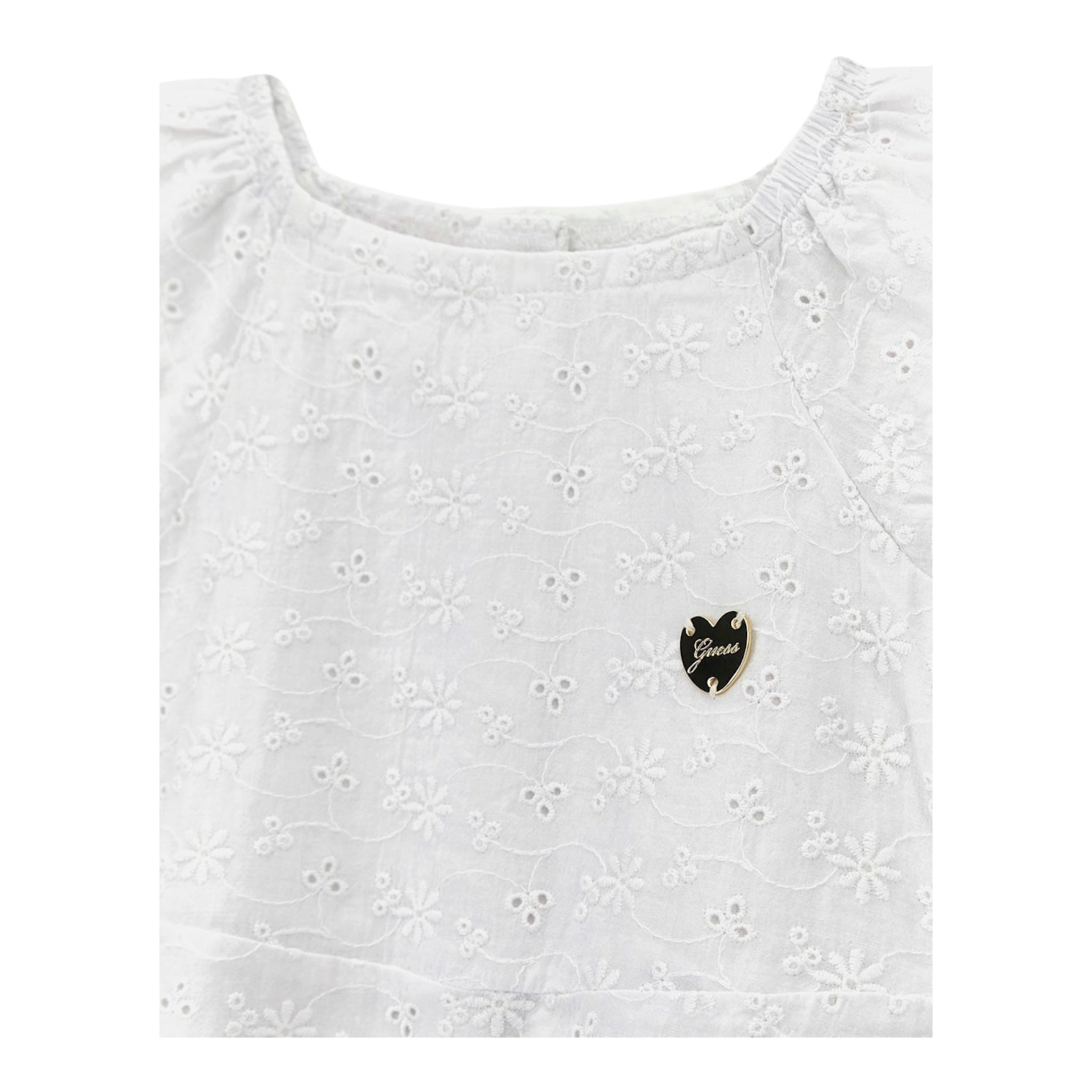 Guess Abito Mezza Manica Tinta Unita In Pizzo Sangallo per Neonata K4GK02WG680N BIANCO GUESS 