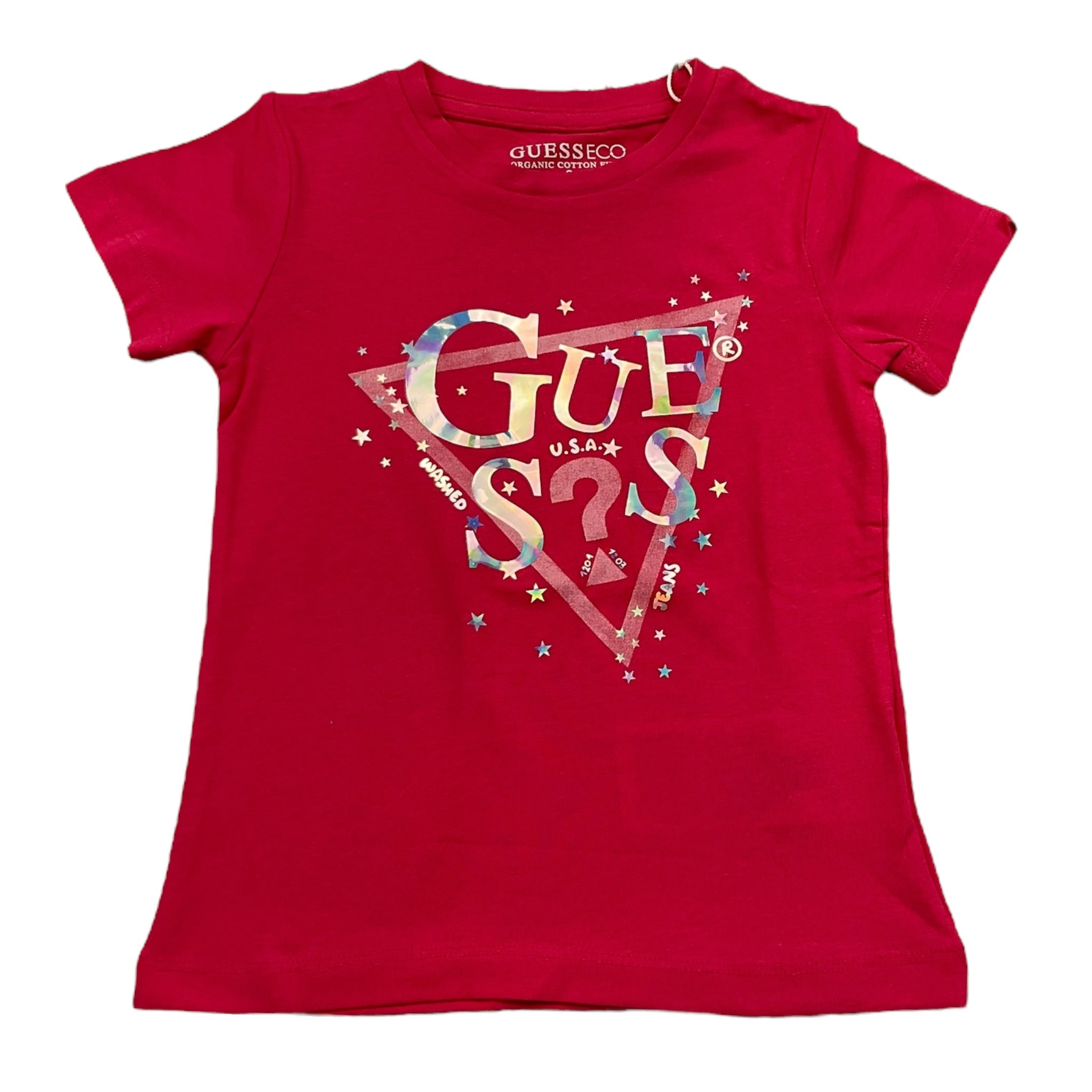 Guess T-Shirt Girocollo Tinta Unita con Logo per Bambina K5RI00K6YW4 FUXIA GUESS 