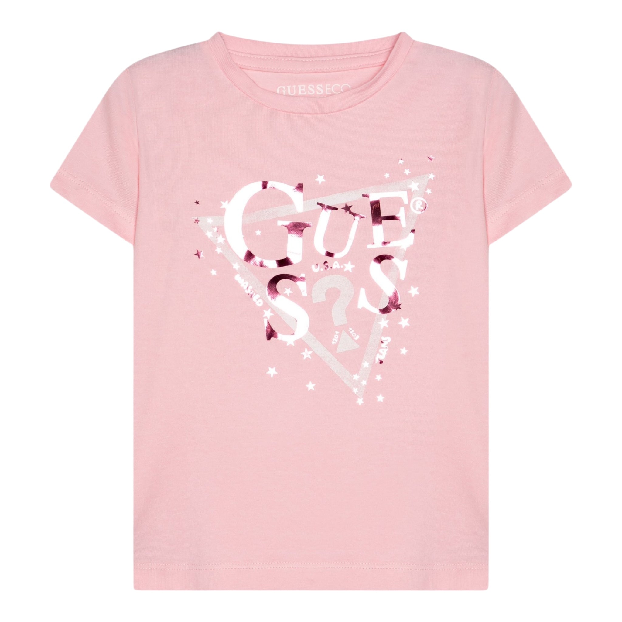 Guess T-Shirt Girocollo Tinta Unita con Logo per Bambina K5RI00K6YW4XXJ ROSA GUESS 