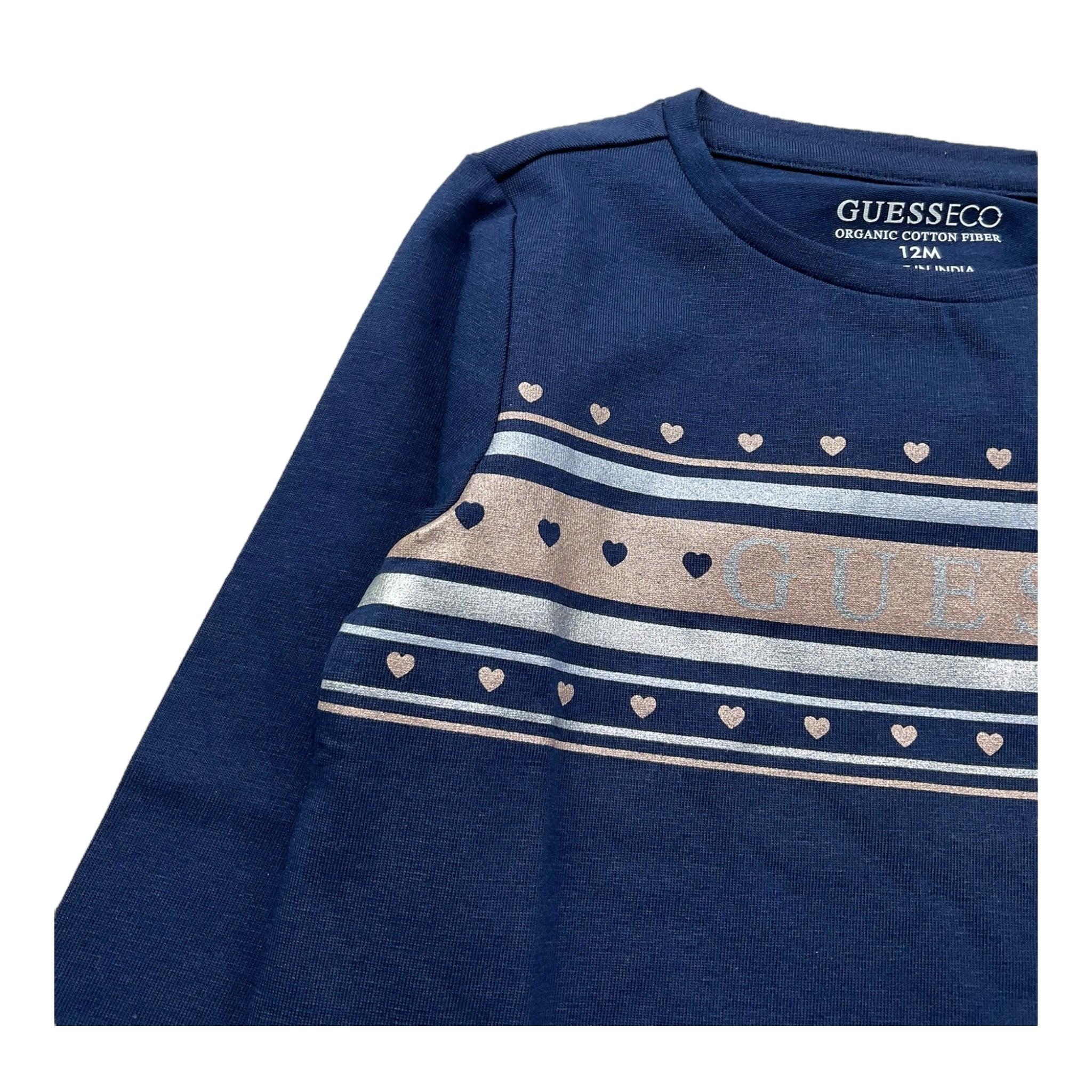 Guess Shirt Girocollo Tinta Unita con Logo per Neonata K5RI04K6YW4 BLU GUESS 