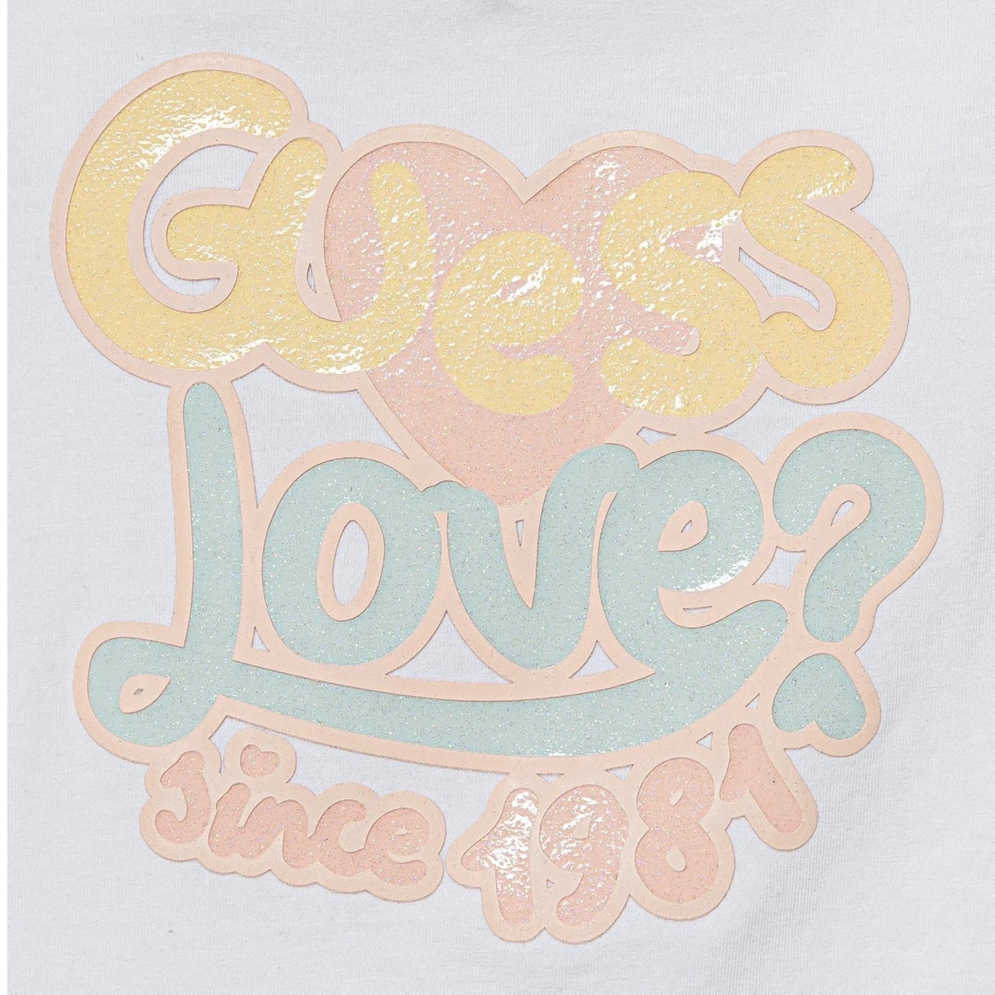 Guess T-Shirt Girocollo Tinta Unita con Stampa per Bambina K5RI06K6YW4J BIANCO GUESS 