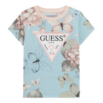 Guess T-Shirt Girocollo Tinta Unita con Stampa per Bambina K5RI15K6YW4XJ AZZURRO GUESS 