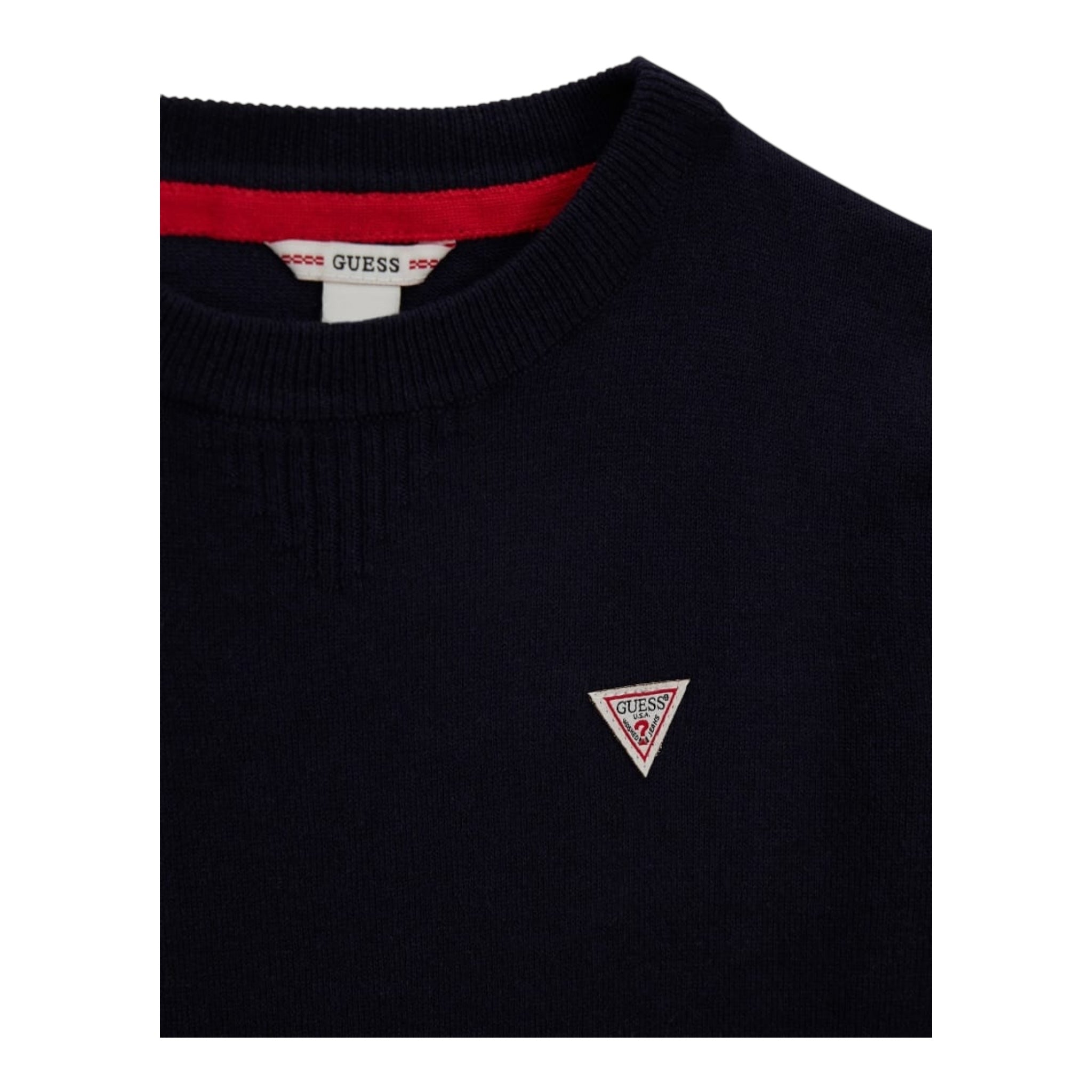 Guess Maglia Girocollo Tinta Unita con Logo per Bambino L0YR03Z2VV0 BLU GUESS 