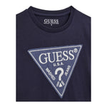 Guess T-Shirt Girocollo Tinta Unita con Stampa per Bambino L5RI14K8HM4 BLU GUESS 