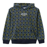 Guess Felpa Tinta Unita con Cappuccio E Fantasia Astratta per Bambino L5RQ05KA6R4 NERO GUESS 