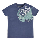 Guess T-Shirt Gircollo Tinta Unita con Stampa per Neonato N3GI16K8HM0 BLU GUESS 