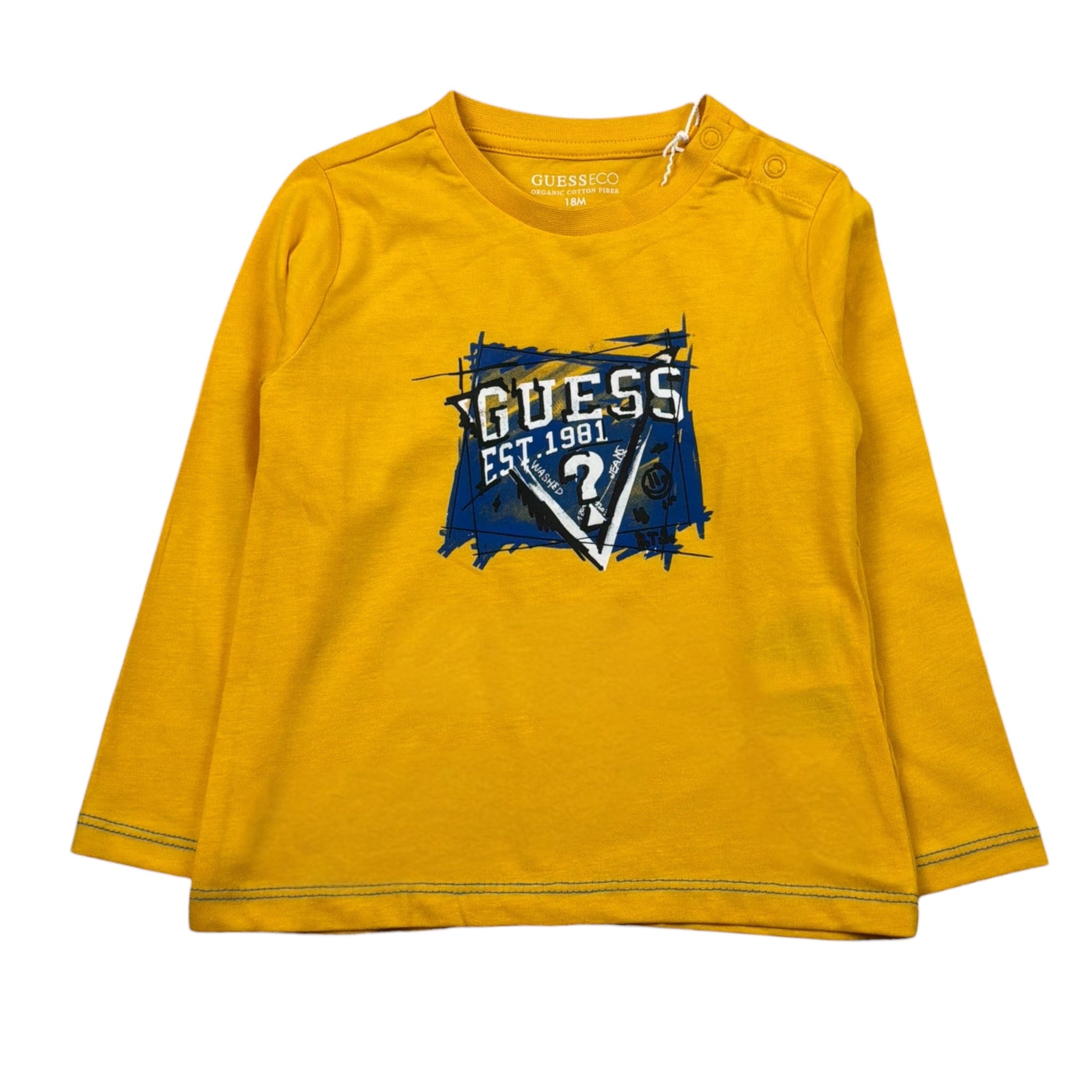 Guess Shirt Girocollo Tinta Unita con Logo per Neonato N4YI01K8HM4 GIALLO GUESS 