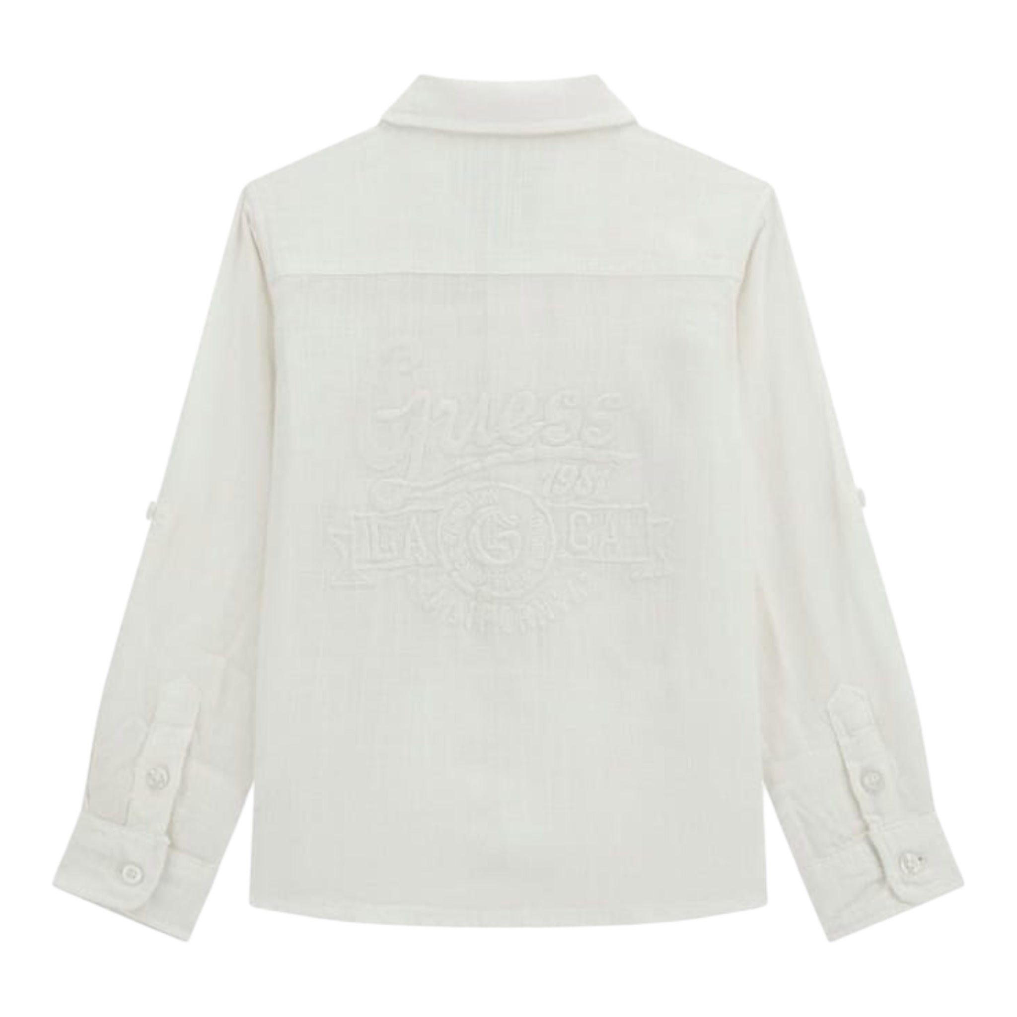 Guess Camicia Tinta Unita con Logo per Bambino N5GH00WFBT0 PANNA GUESS 
