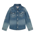 Guess Camicia Manica Lunga In Denim per Bambino N5RH05D5K80J AZZURRO GUESS 