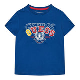 Guess T-Shirt Girocollo Tinta Unita con Stampa per Bambino N5RI00K8HM4JX BLU GUESS 